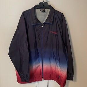 FUBU The Collection Men’s XL Vintage Windbreaker,Navy Blue and Dark Red